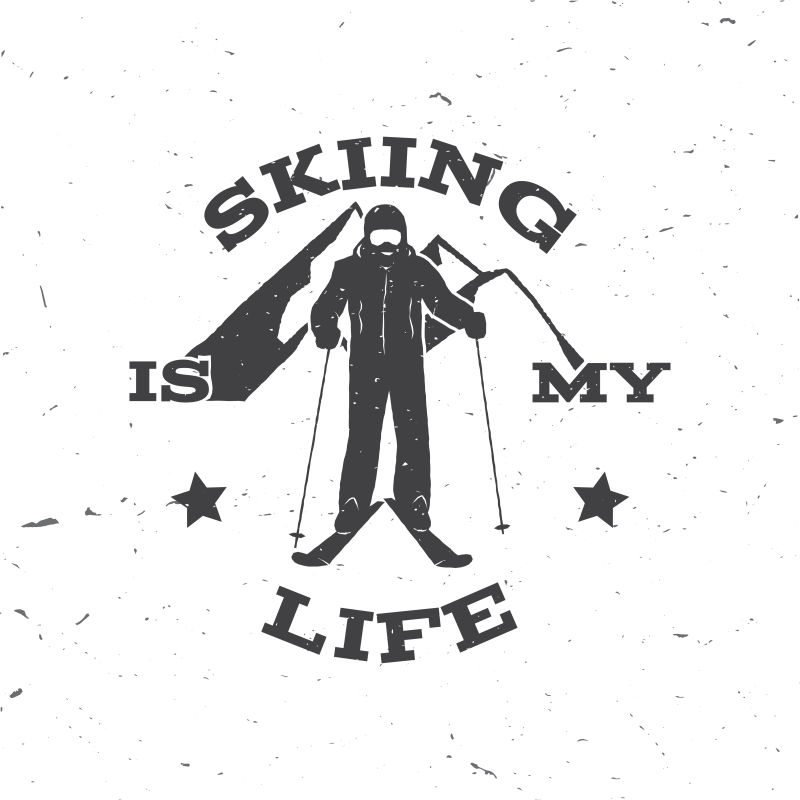 滑雪是我的生命概念徽章矢量图