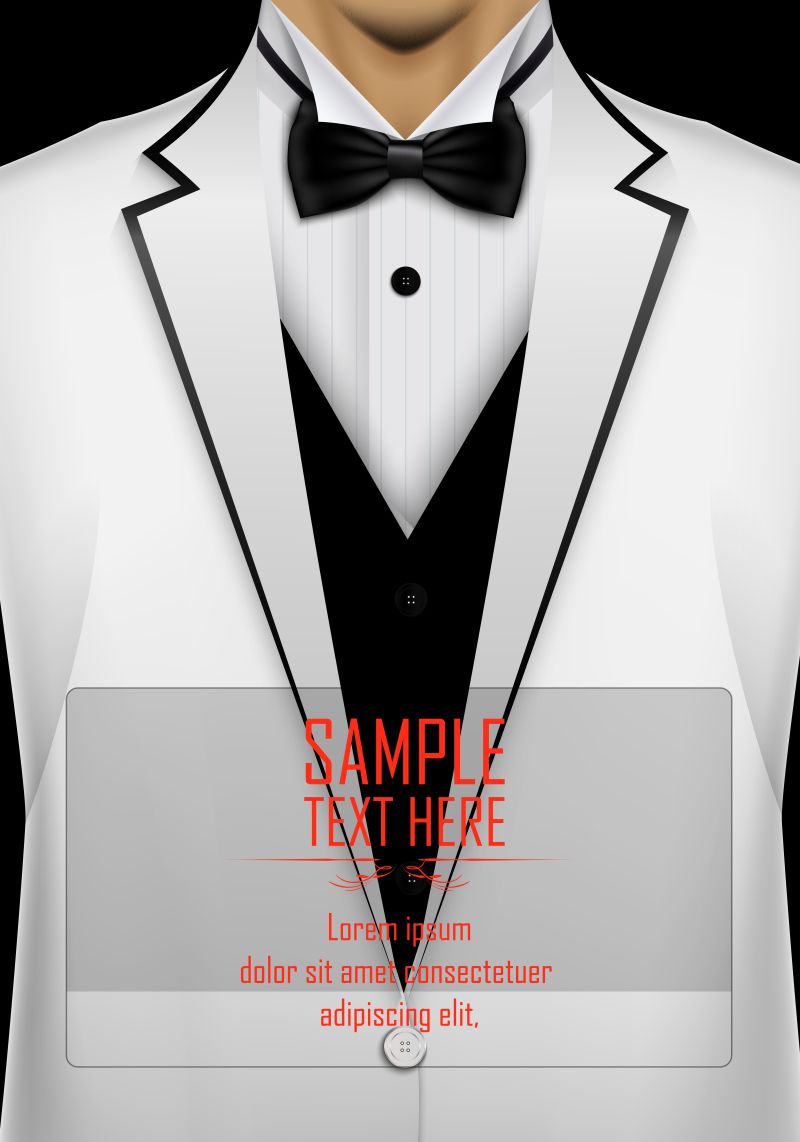 带着黑色领结的燕尾服矢量