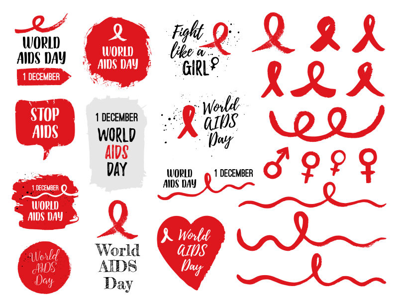 矢量世界艾滋病日插图设计