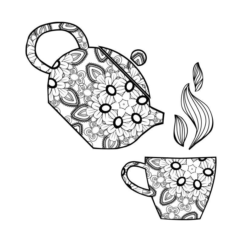 茶壶茶杯画画图片