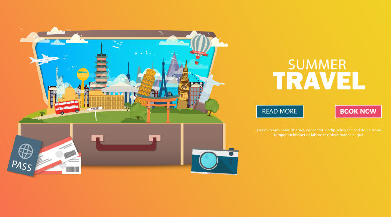 矢量世界旅行概念插图设计