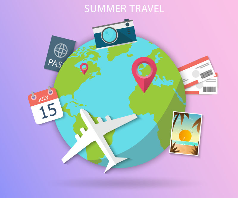 矢量旅行概念横幅设计