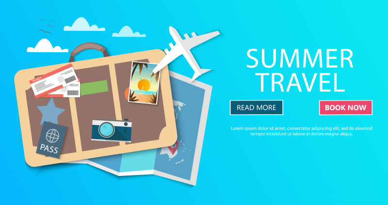 矢量夏季旅行概念插图