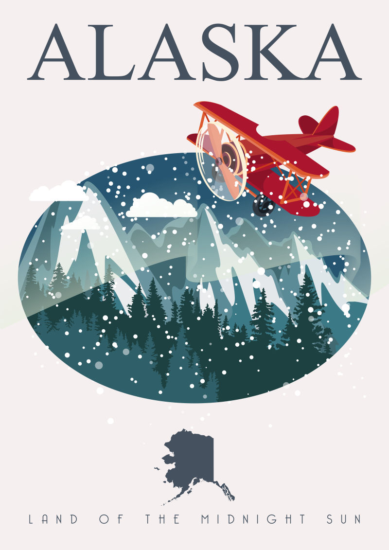 阿拉斯加旅游海报矢量设计
