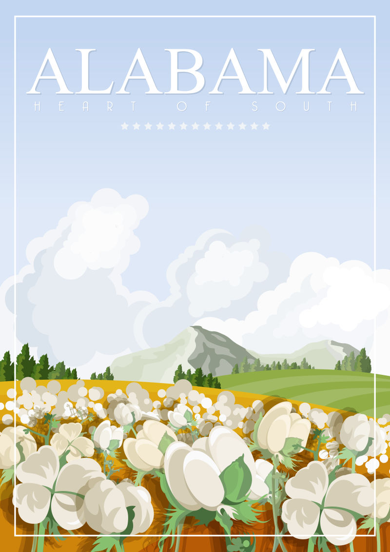 阿拉巴马旅游海报矢量设计
