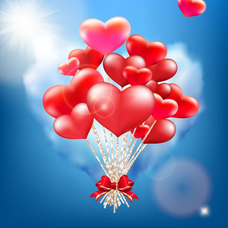 矢量浪漫心形气球