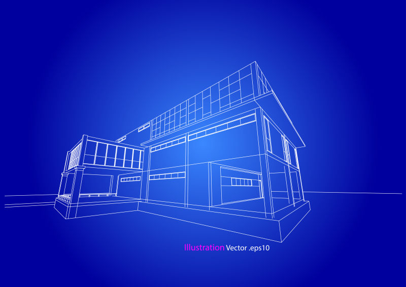 抽象抽象矢量商业建筑设计蓝图