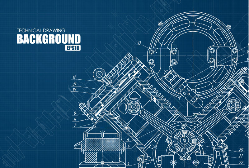 创意矢量建筑设计蓝图