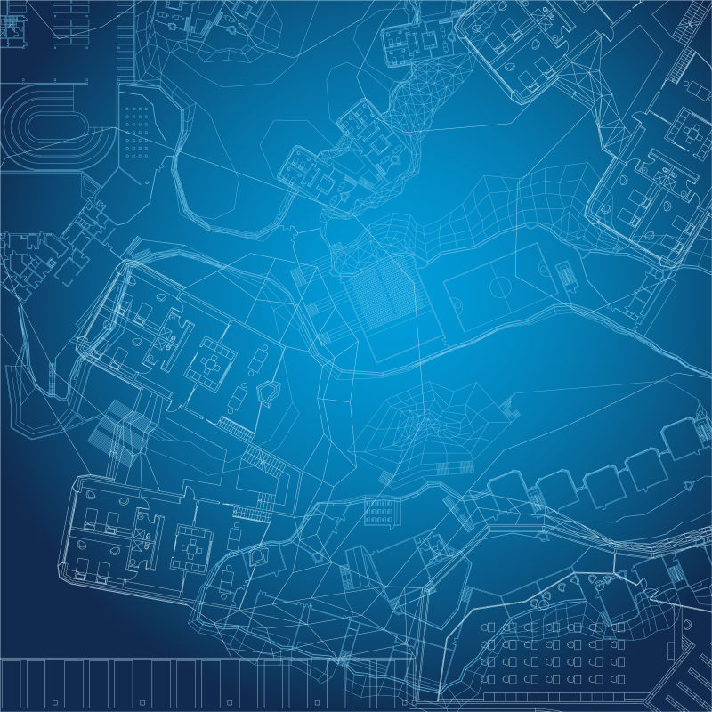 矢量创意现代建筑设计蓝图