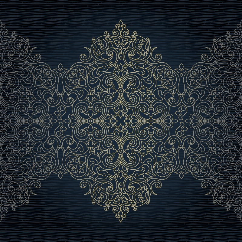 创意矢量金色花卉元素的线性装饰背景