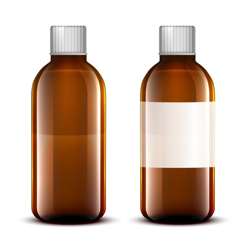 矢量棕色玻璃医用药瓶设计