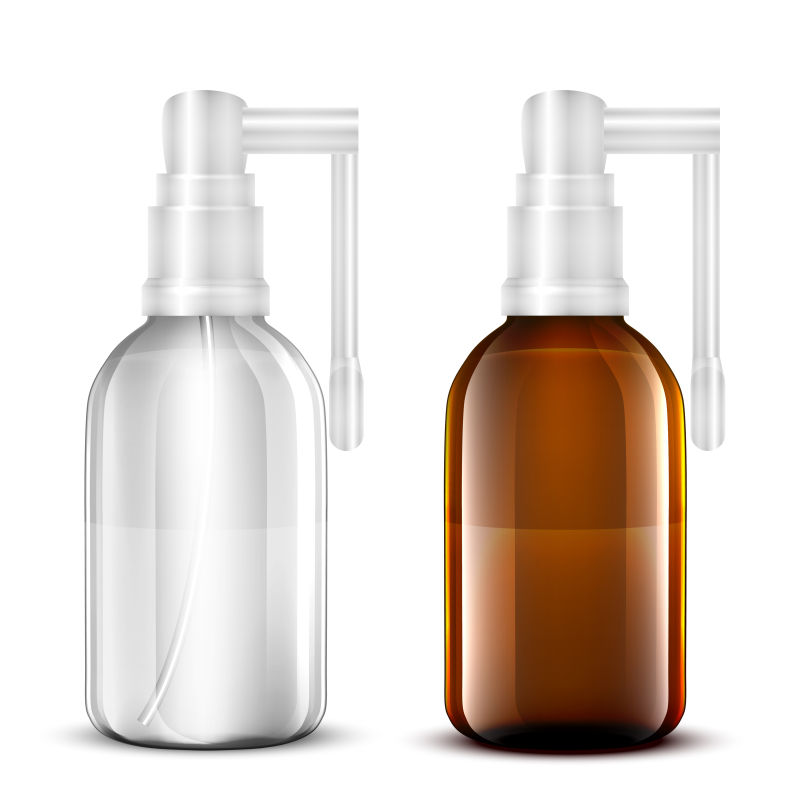 矢量两种颜色的医用玻璃药瓶设计