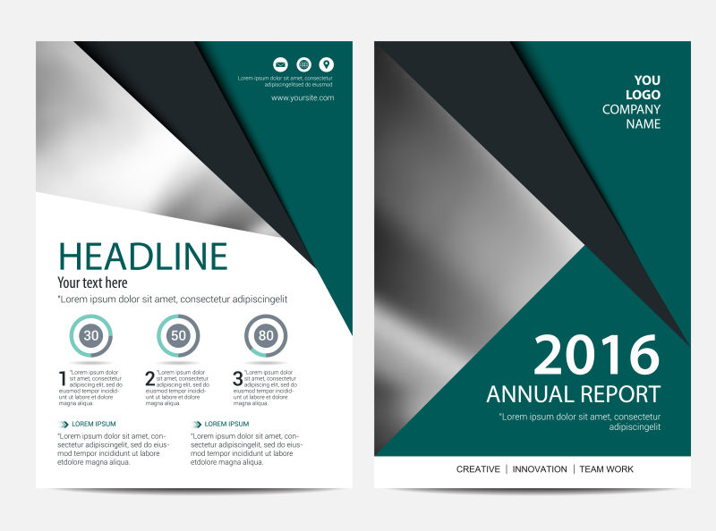 创意矢量现代绿色几何商业宣传册设计