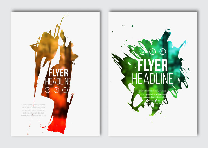 创意水彩笔触蒙版的矢量宣传册封面设计