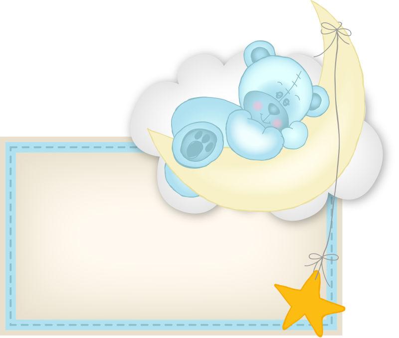 矢量设计在月亮睡觉的泰迪熊框架