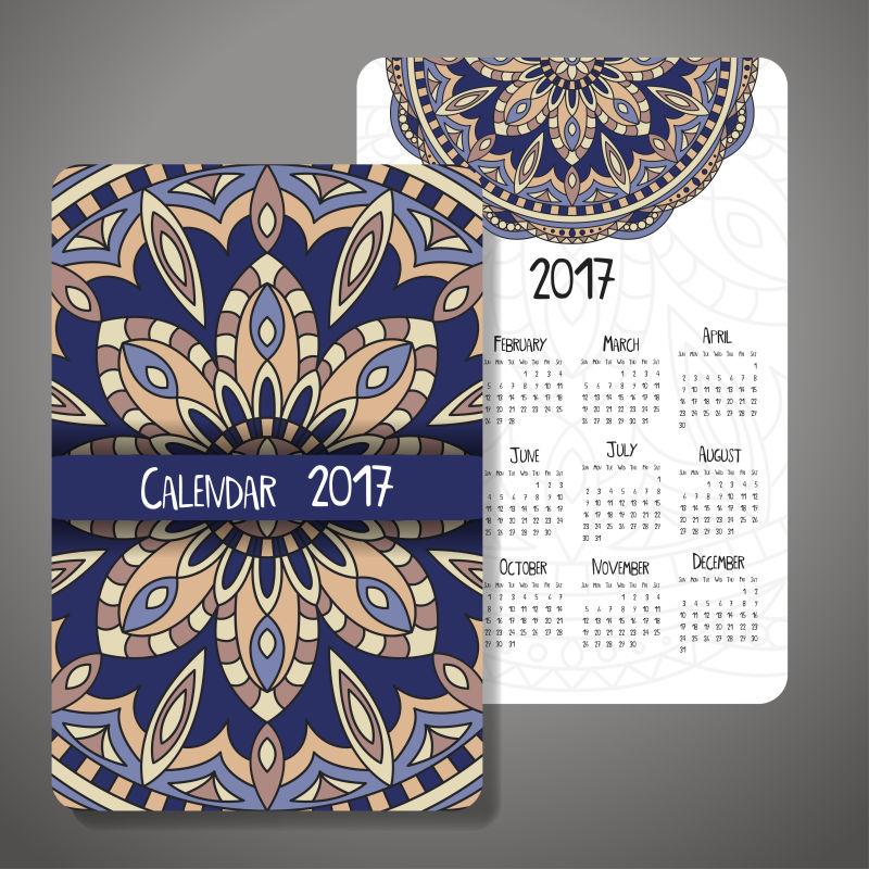 矢量的古典风格2017日历