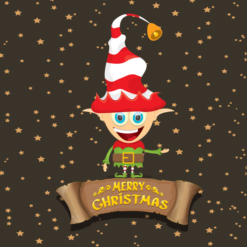 可爱圣诞精灵矢量图