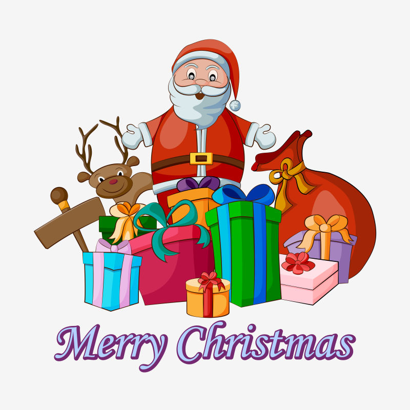 矢量圣诞老人与礼物插图
