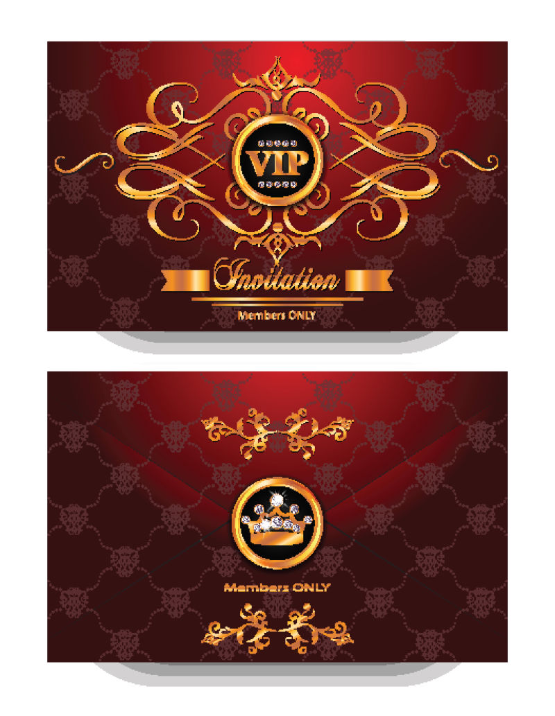 创意矢量红色优雅华丽会员卡设计