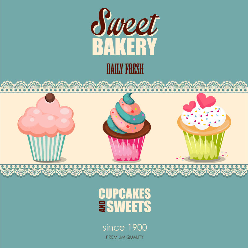 矢量的创意纸杯蛋糕插图