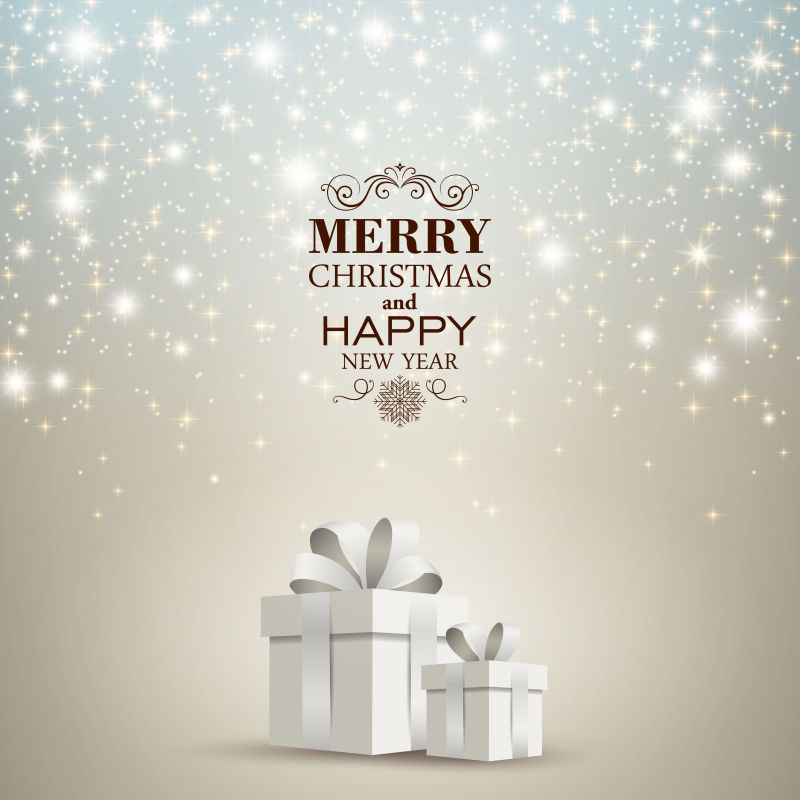 矢量圣诞礼物盒设计卡片