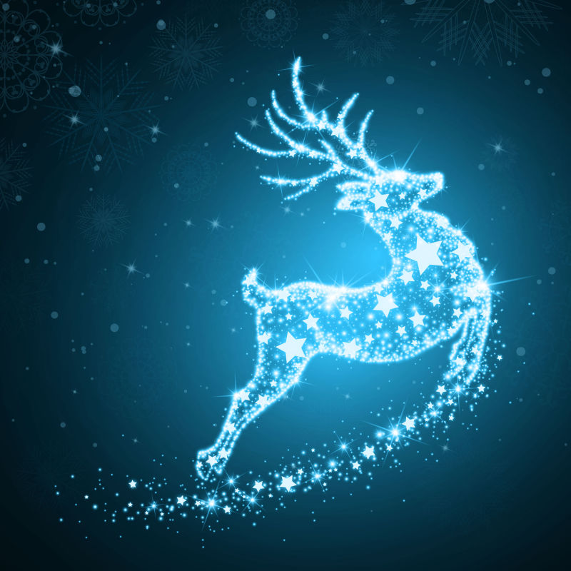 矢量的蓝色圣诞驯鹿插图