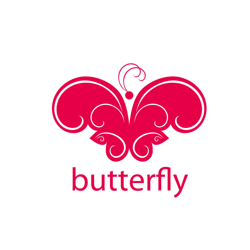 深红色和黄色的蝴蝶标志矢量创意logo设计