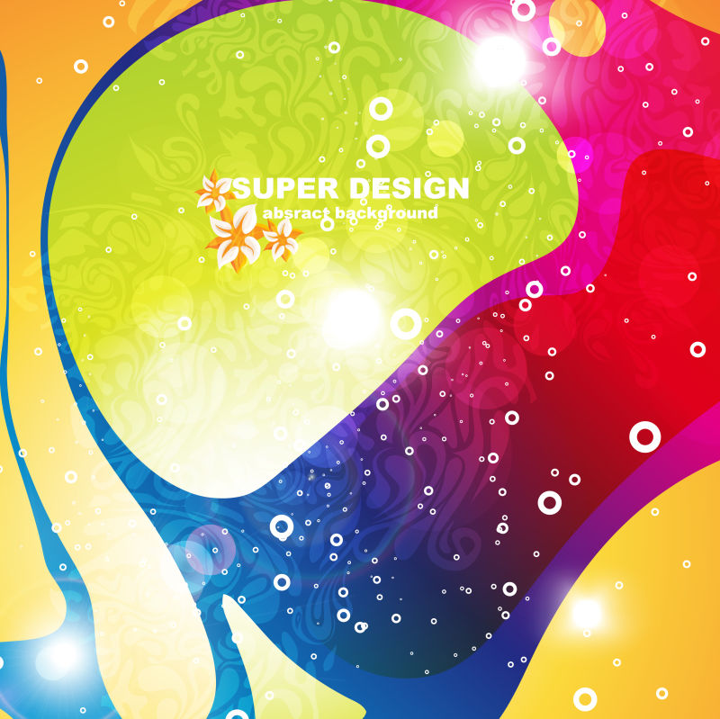 矢量彩色花的复古元素