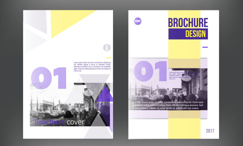 紫色创意街头宣传册设计矢量图