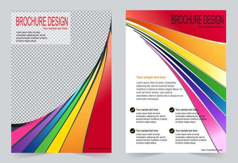 七彩色宣传册设计矢量图