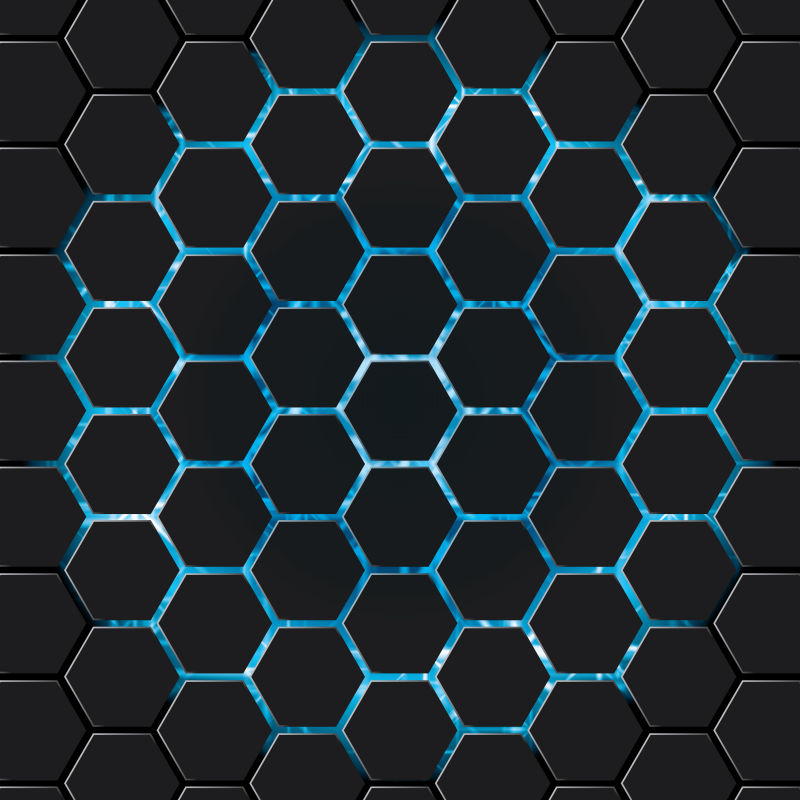 抽象矢量蓝光六边形背景
