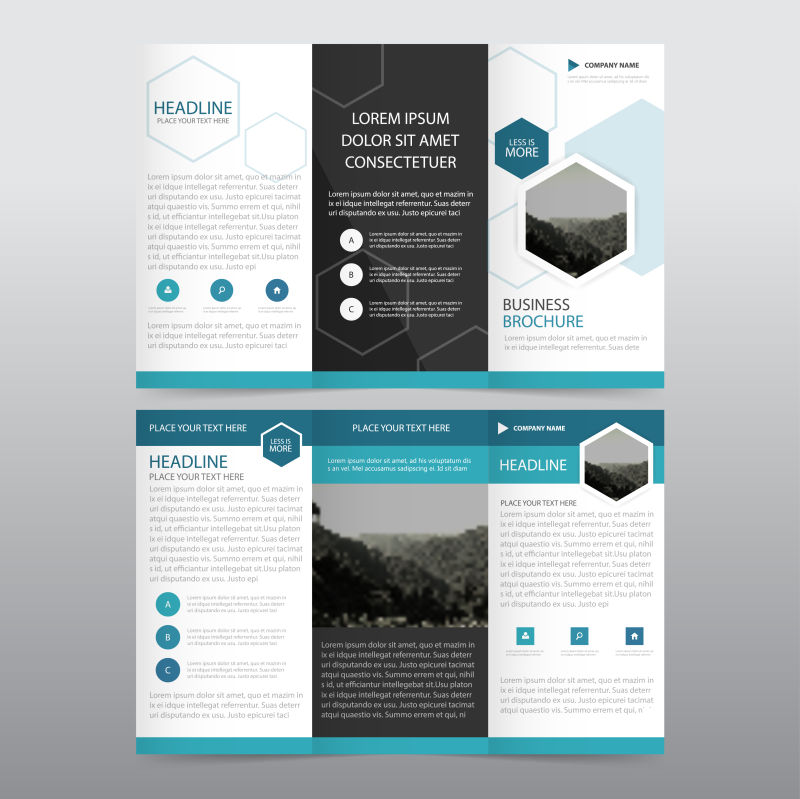 蓝黑三角商务小册子样板设计矢量