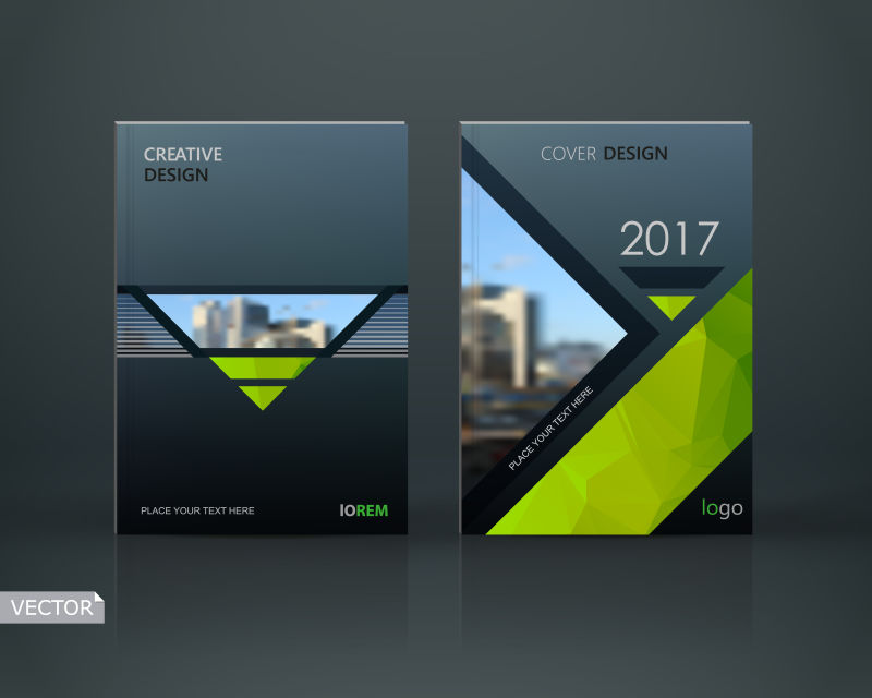 黑色几何风景宣传册设计矢量图