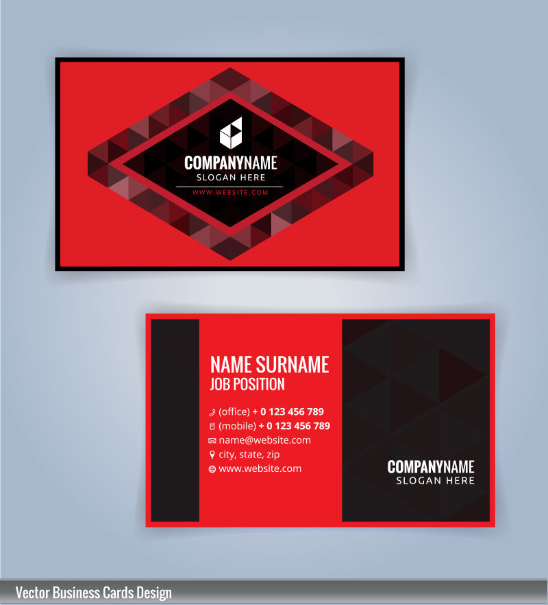 黑色和红色现代矢量名片