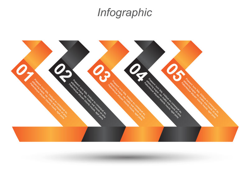 抽象橙色黑色折纸元素的信息图表设计