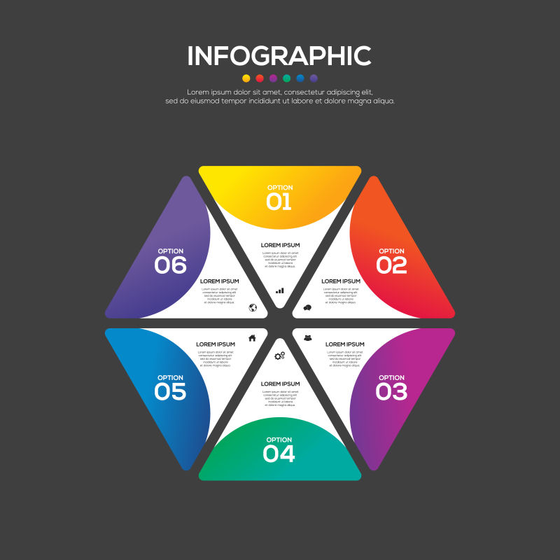 6个选项信息图表业务报表矢量