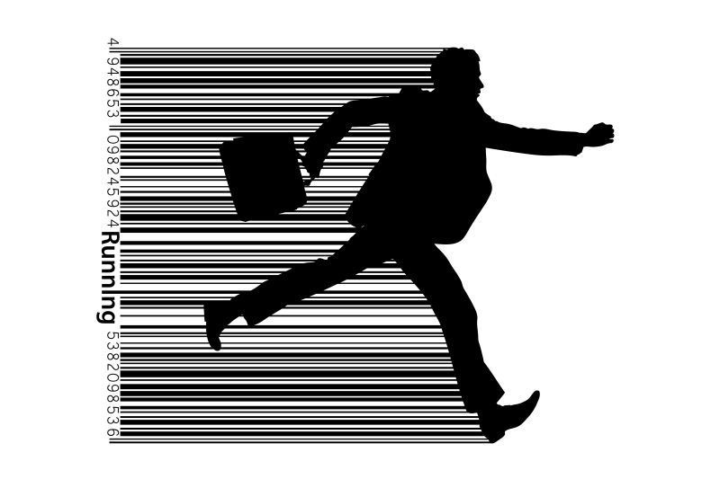 带有黑色线条的商务人剪影矢量