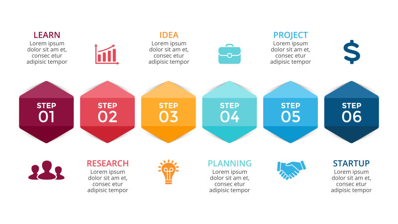 矢量箭头时间线信息图表