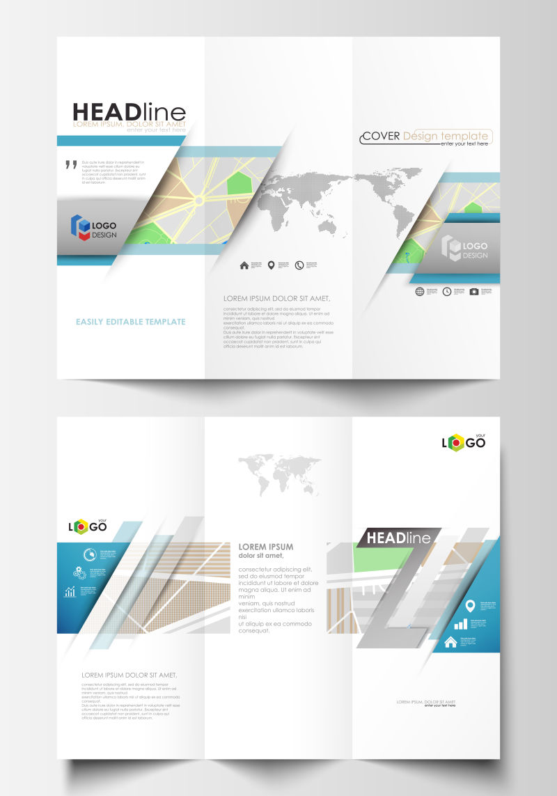 现代简约白色调宣传册设计矢量图