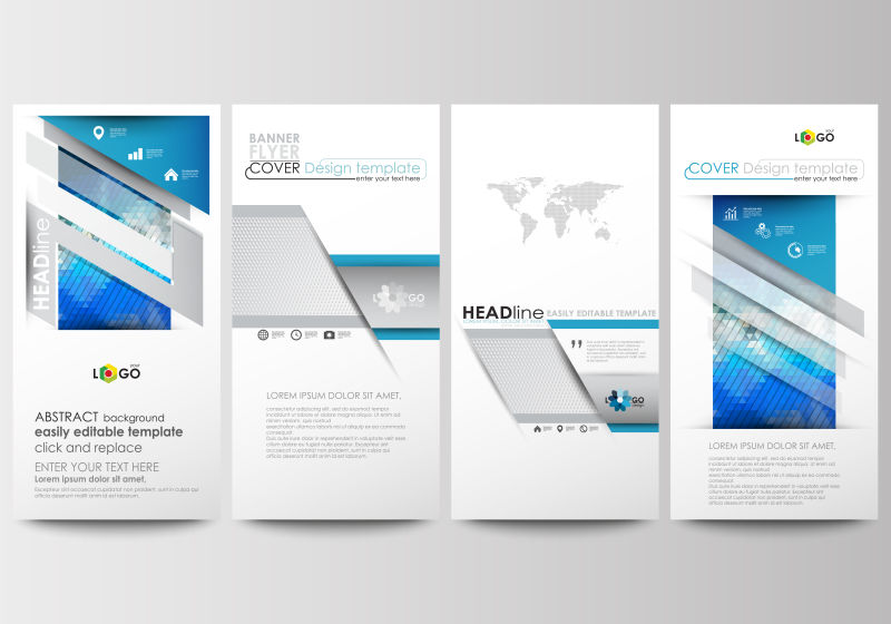 简单的白色调抽象宣传册设计矢量图