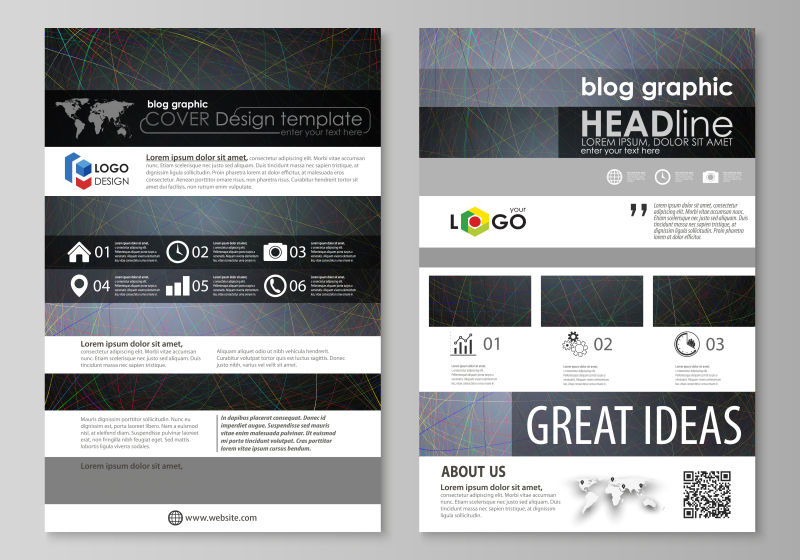 抽象彩色线条宣传册设计矢量图