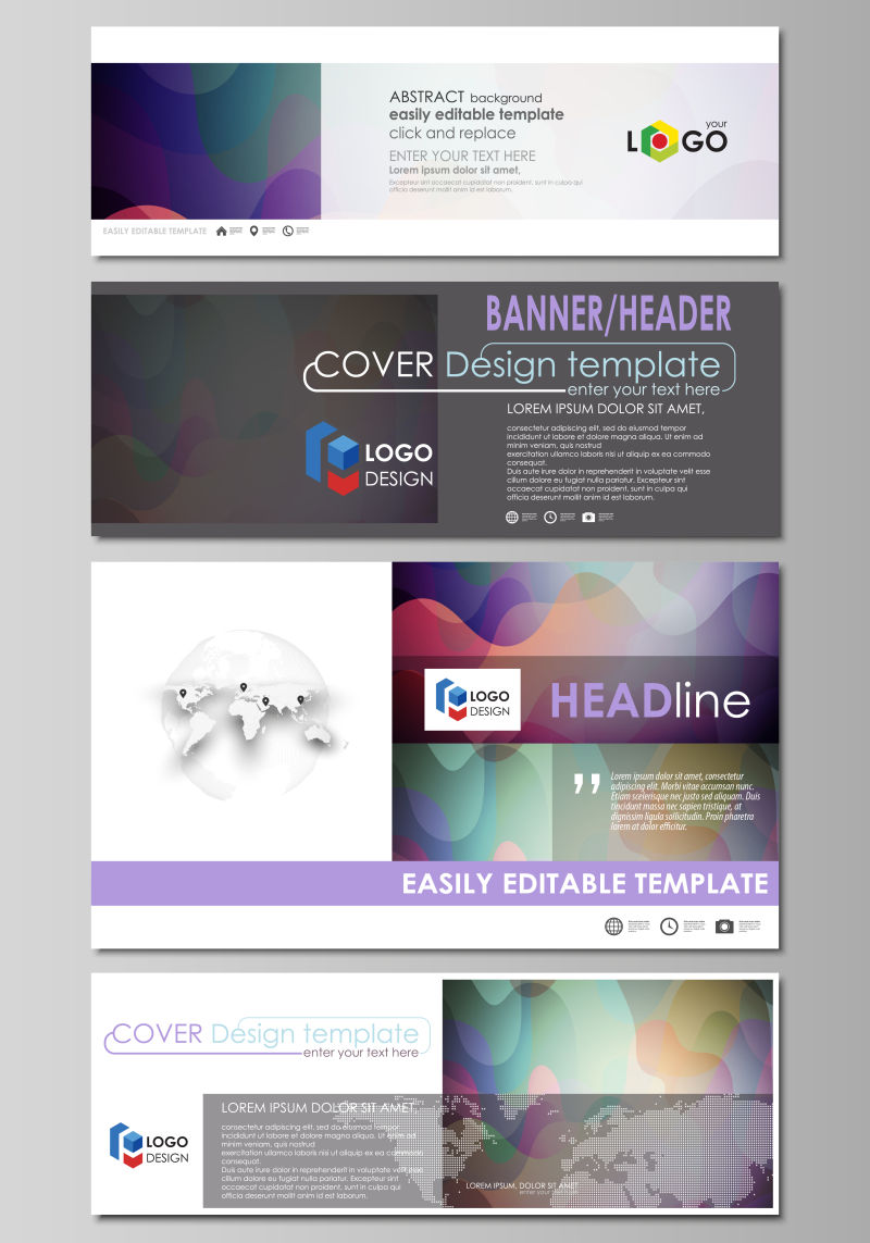 彩色抽象背景宣传册设计矢量图