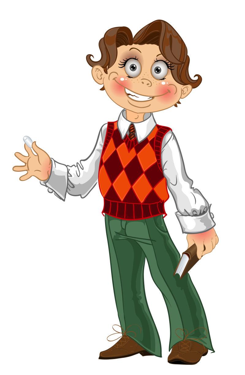 粉笔男学生矢量