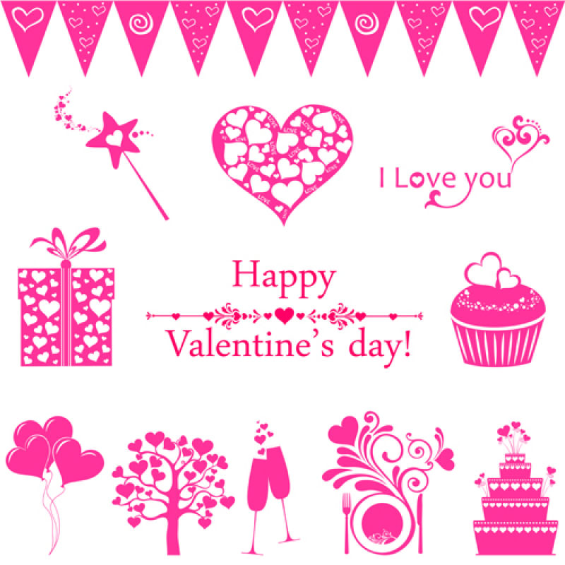 白色背景上情人节快乐矢量插图