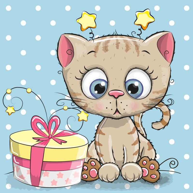 矢量贺卡可爱小猫礼品