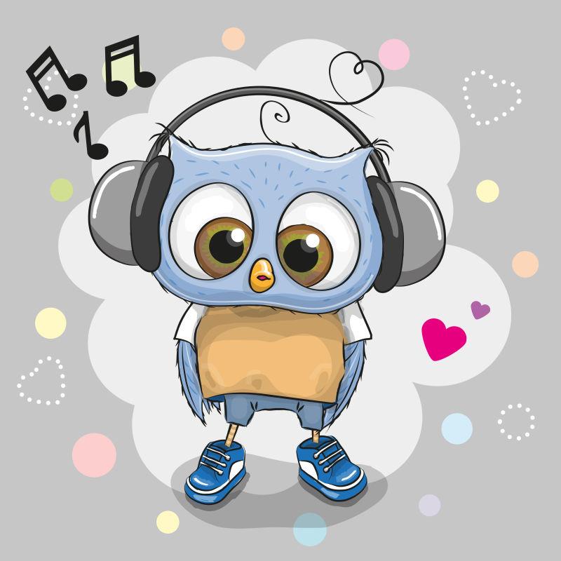 矢量猫头鹰的耳机