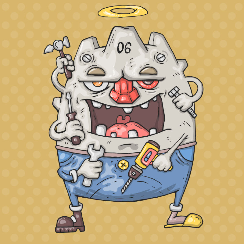 矢量创意卡通奇怪的怪物插图