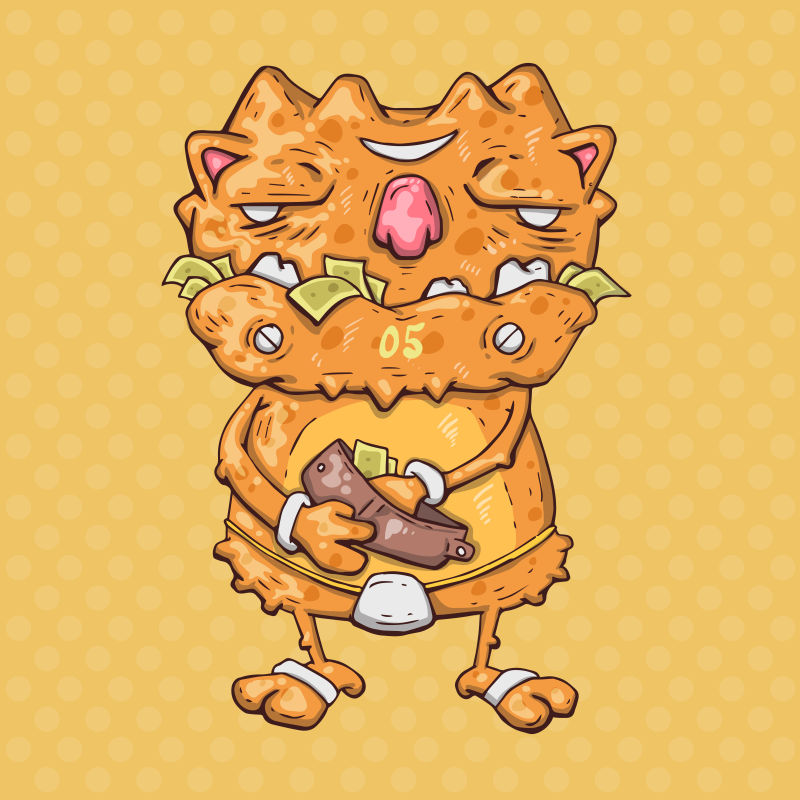 矢量卡通吞金的怪物插图