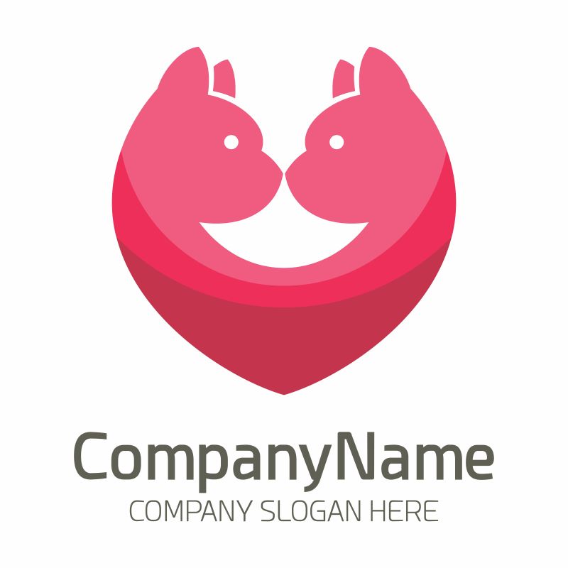 矢量两只红色猫logo设计