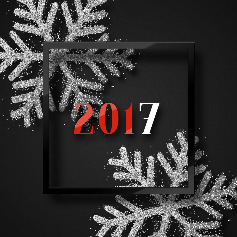 闪闪发光的银白色雪花矢量